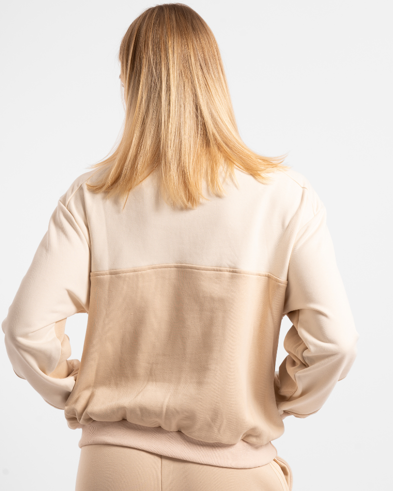 Quarter Zip Jumper - Off-White/Sand